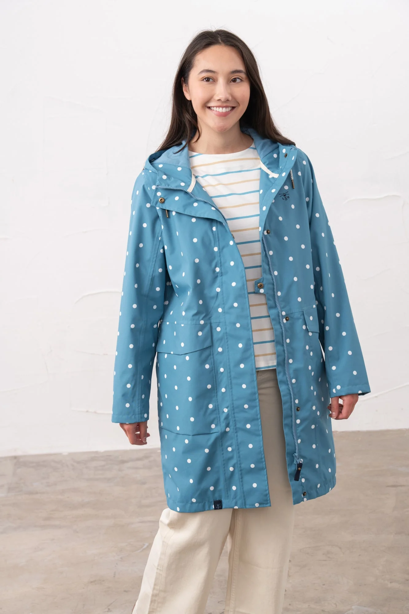 Long Beachcomber Jacket - Blue Dot