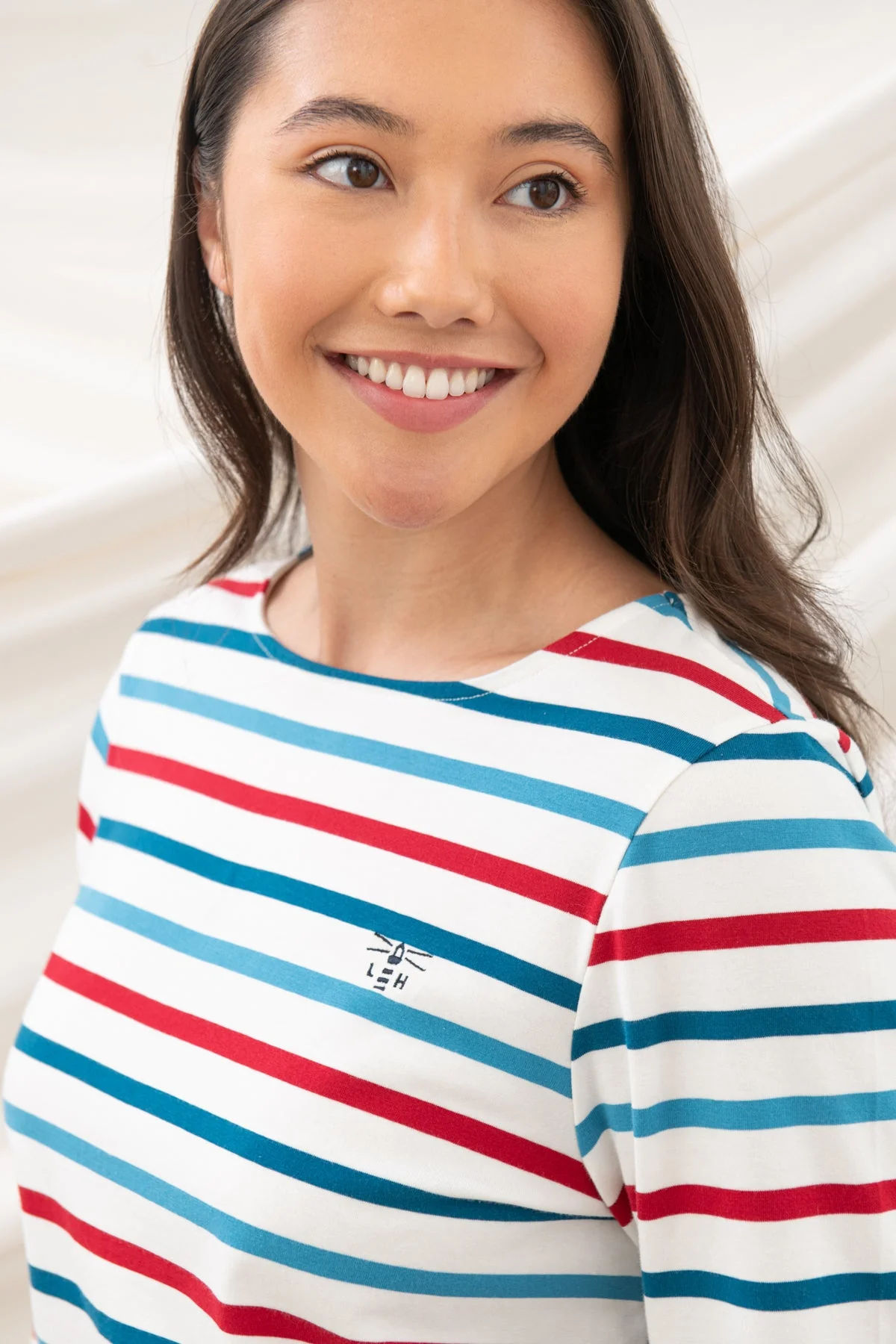 Causeway Breton Top - Red Teal Stripe - Image 2