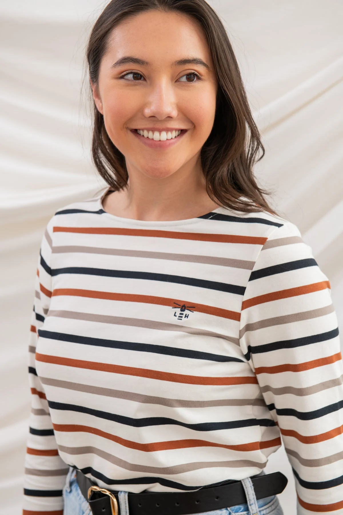 Causeway Breton Top - Rust Mocha Black Stripe - Image 2