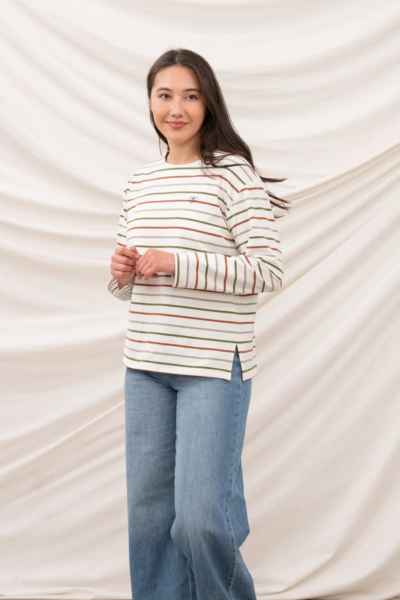 Causeway Breton Top - Sea Kelp Rust Stripe