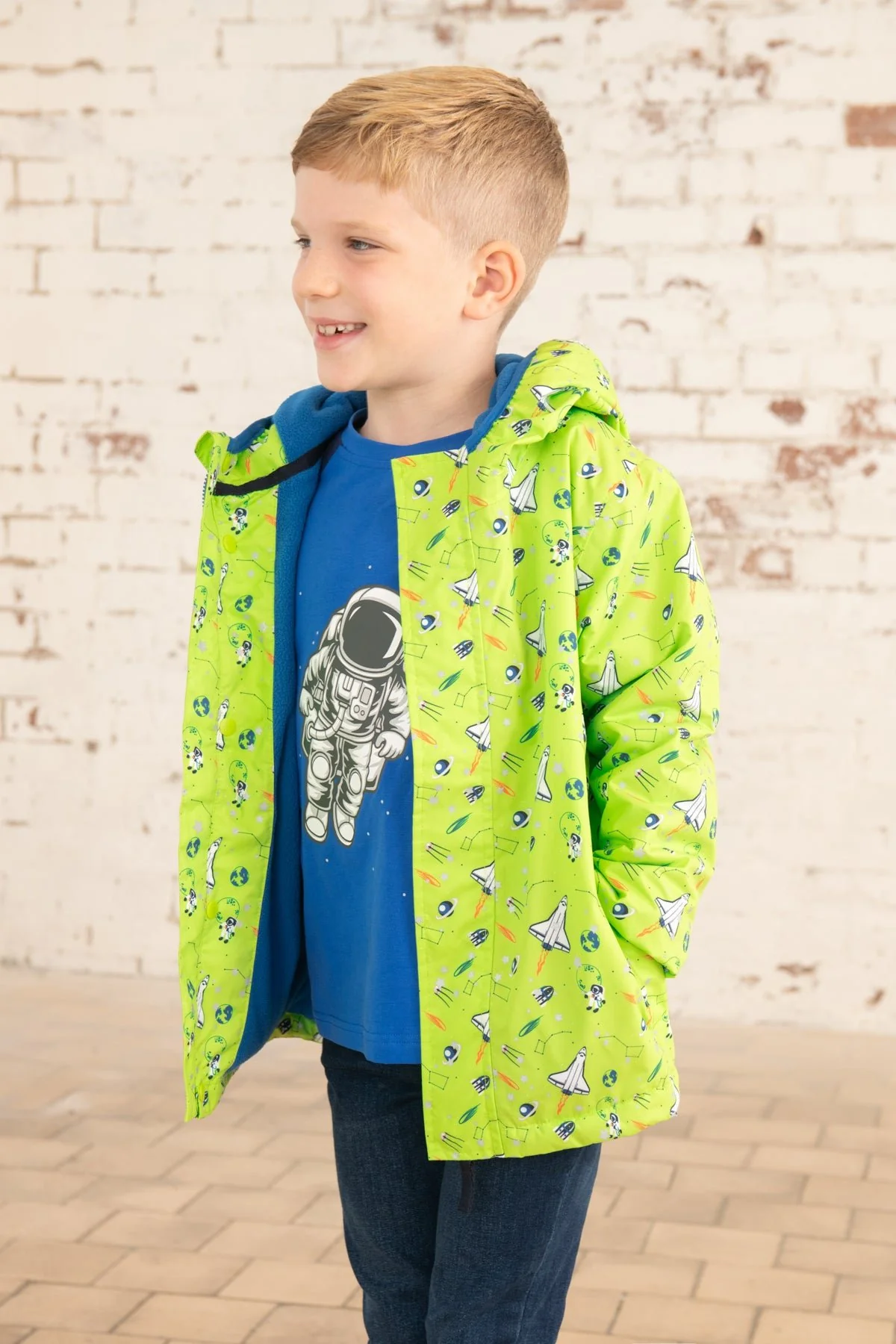 Finlay Coat - Lime Space Print - Image 2