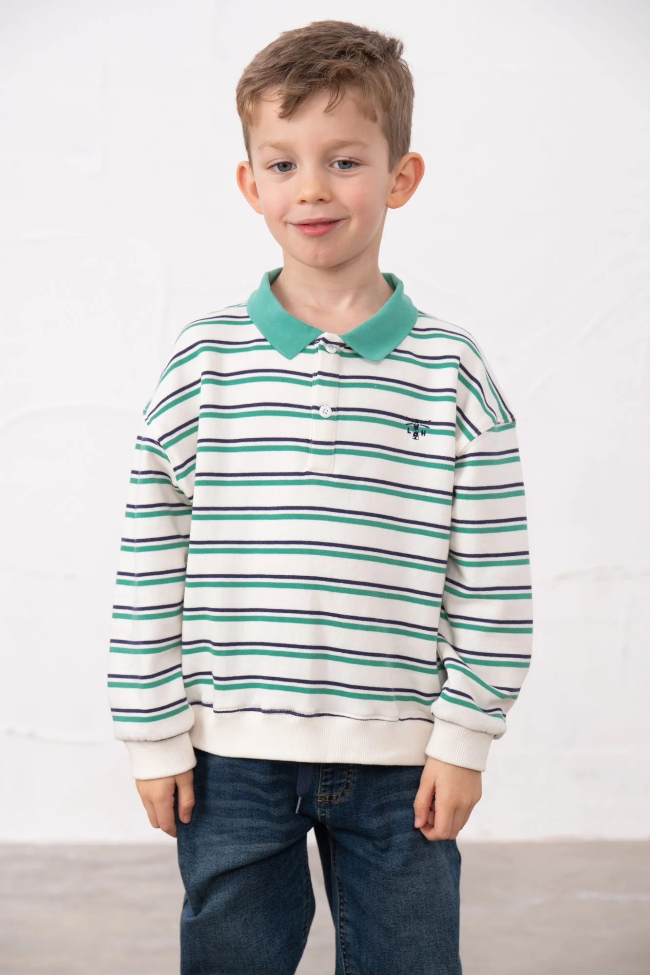 Myles Sweatshirt - Sea Green Navy Stripe