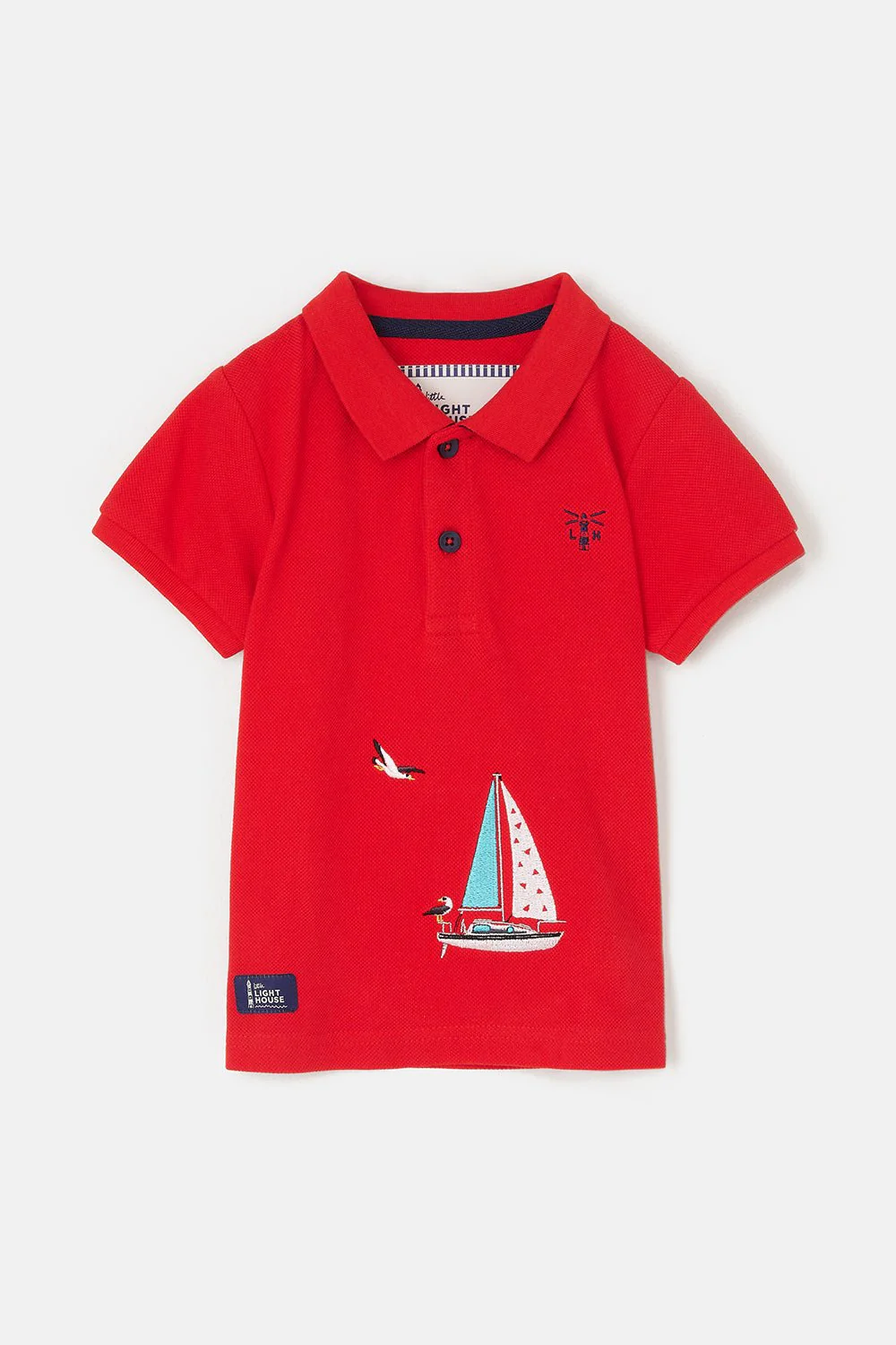 Pier Short Sleeve Polo Shirt - Pillarbox and Boat - Image 2