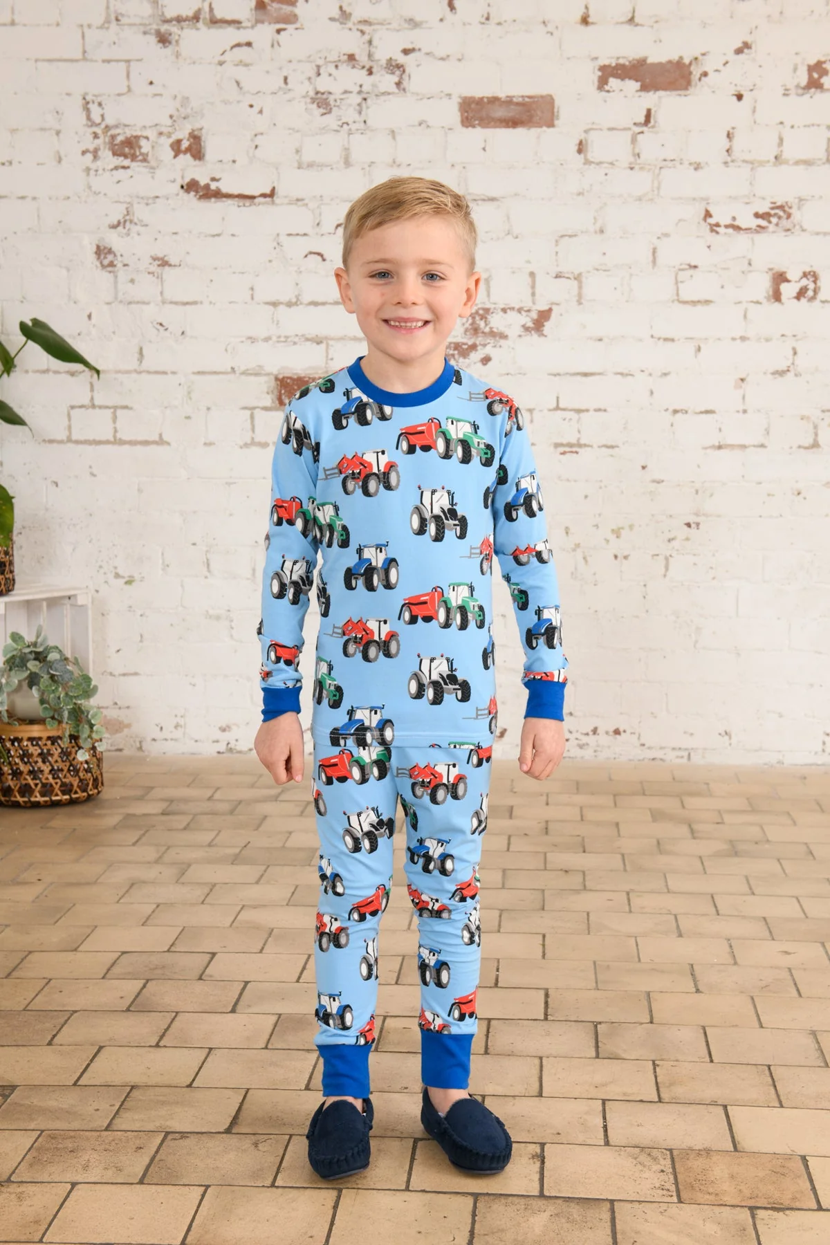 Pyjamas - Blue Tractor Print