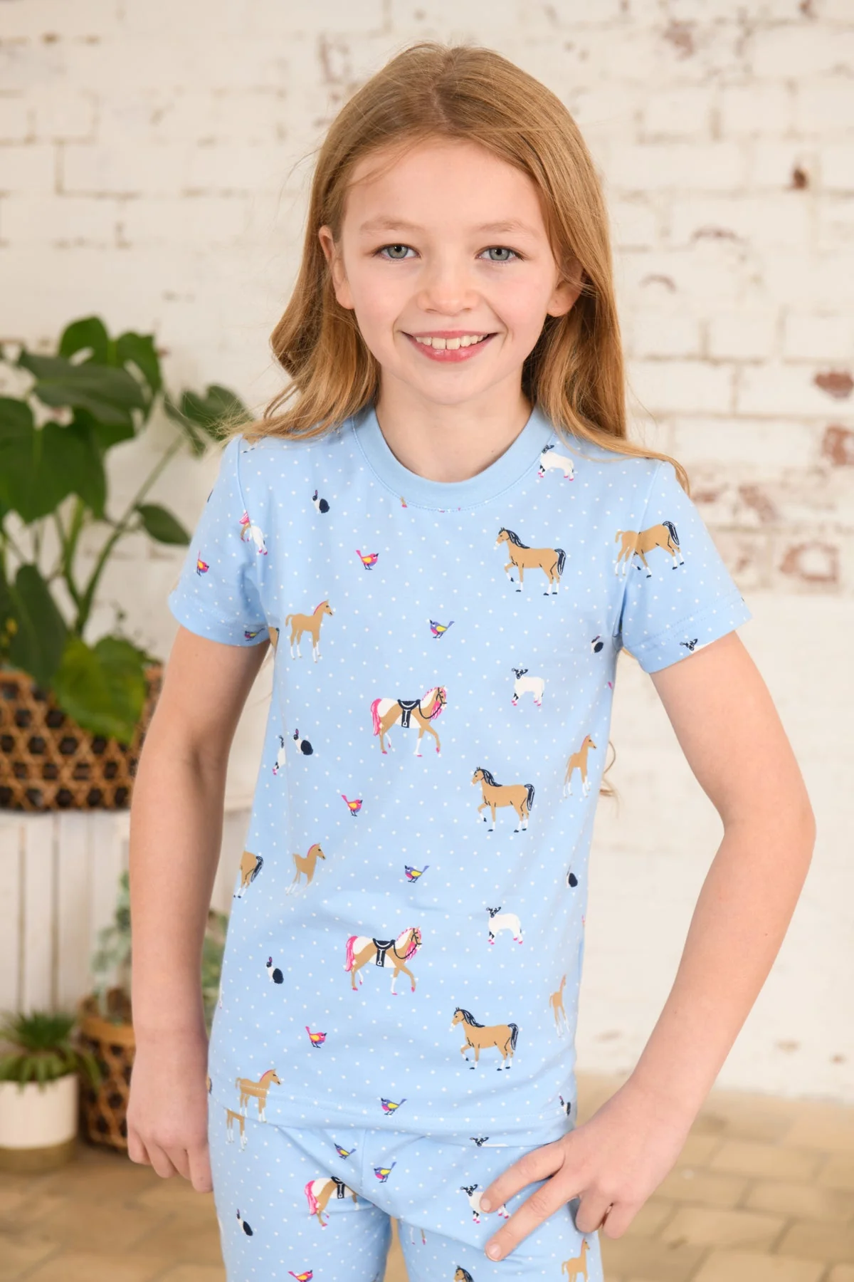 Short Sleeved Pyjamas - Blue Animal Print - Image 2