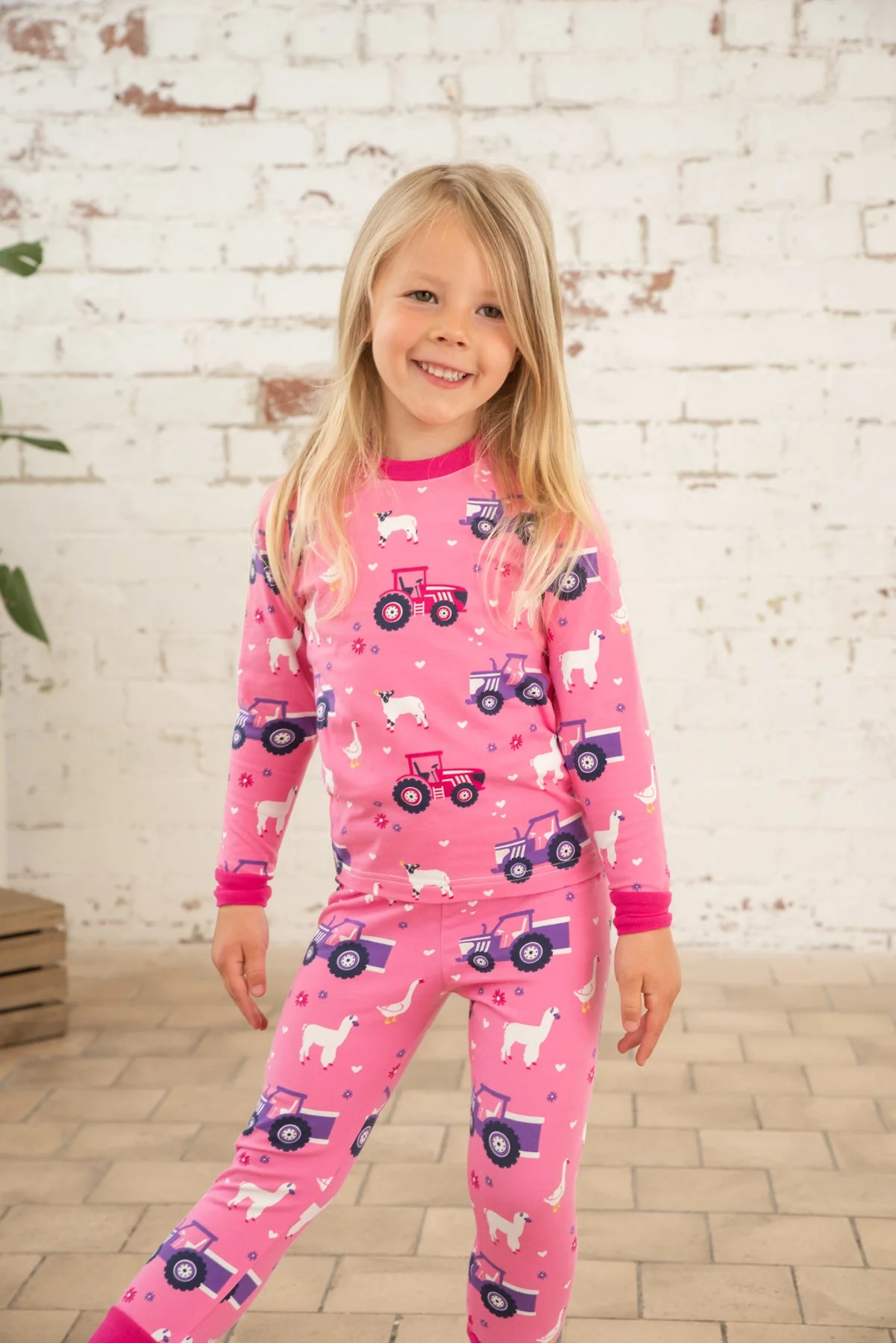 Pyjamas - Pink Purple Tractor Print